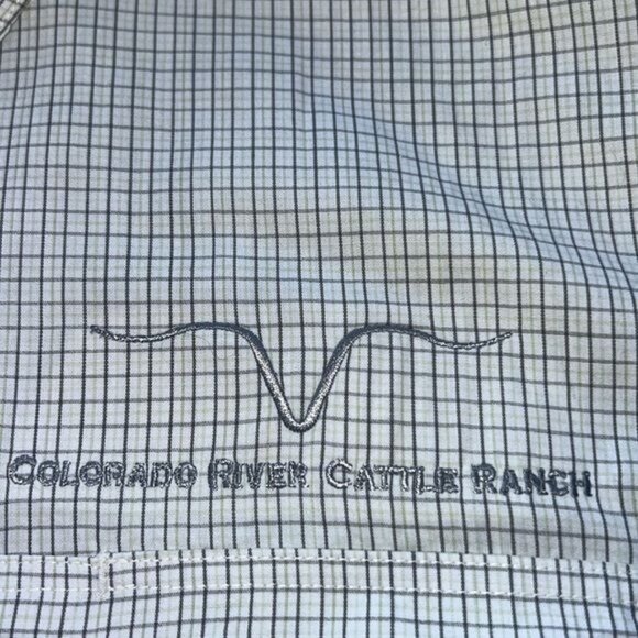 Simms Checkered Shirt 100% Cotton Colorado River Cattle Ranch Mens Size Large - Picture 9 of 13